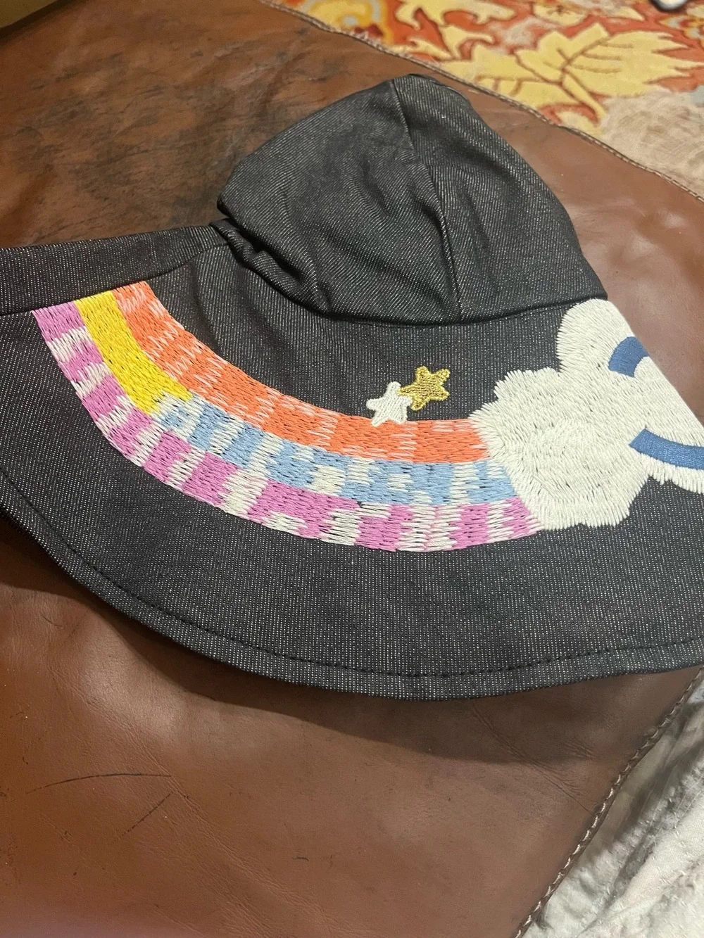 ChaneI Black Night Flight Embroidered Wide Brim Hat Rare HTF